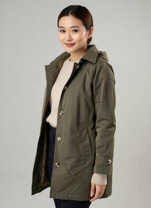 Parka mâneci lungi cu glugă verde 7 SEASONS femeie