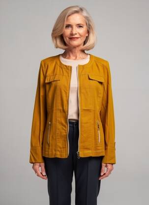 Jachete casual guler rotund galben CHRISTINE LAURE femeie