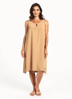 Rochie midi croială fluidă fără mâneci bej G!OZE femeie