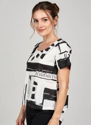 Tunică mâneci scurte guler rotund negru KOKOMARINA femeie