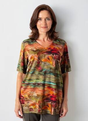 Tricou croială dreaptă mâneci scurte portocalie SIGNATURE femeie