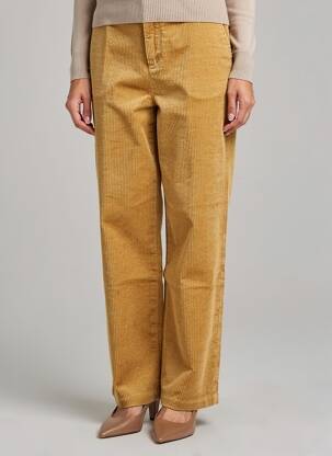 Pantalon drept închidere cu fermoar sub clapetă cu nasturi mărime normală maro BELLA JONES femeie