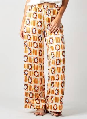 Pantalon larg croială fluidă mărime normală portocalie BELLA JONES femeie