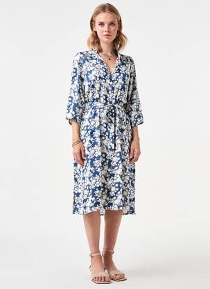 Rochie midi mâneci 3/4 mâneci 3/4 albastru BELLA JONES femeie