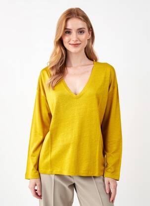 Tricou mâneci lungi mâneci lungi galben BELLA JONES femeie
