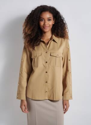 Cămașă croială dreaptă mâneci lungi bej LA PETITE ETOILE femeie
