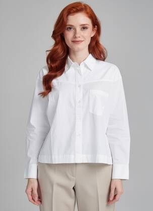 Cămașă croială dreaptă mâneci lungi alb FIVE femeie
