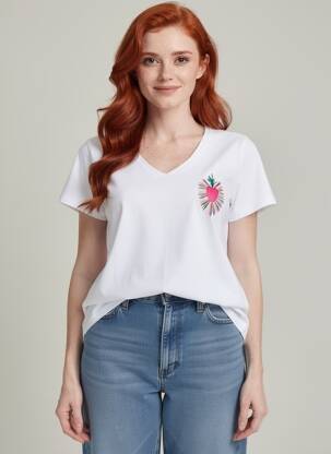 Tricou croială dreaptă mâneci scurte alb PIECES femeie
