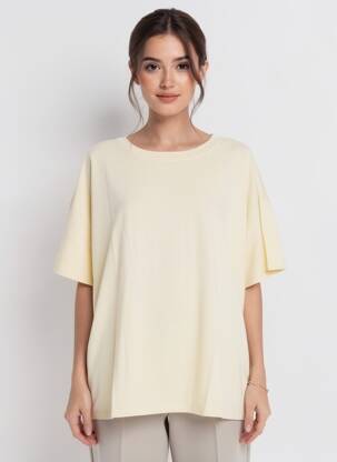 Tricou elasticitate mâneci scurte galben AMERICAN VINTAGE femeie