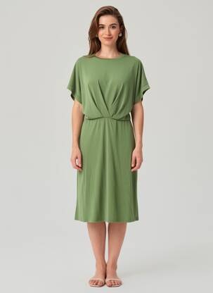 Rochie midi mâneci scurte mâneci scurte verde OBJECT femeie