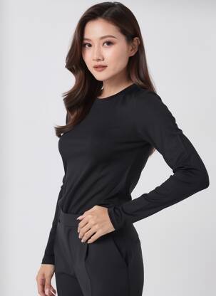 Tricou mâneci lungi mâneci lungi negru ICHI femeie
