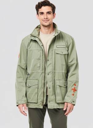 Parka multibuzunare fără glugă verde HERO SEVEN bărbat
