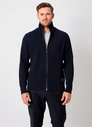 Vestă cu mâneci lungi tricot gros albastru THINKING MU bărbat