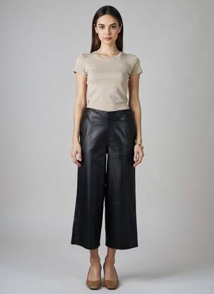 Pantalon 7/8 talie înaltă talie înaltă negru ICHI femeie