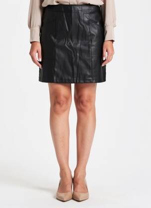Fustă scurtă talie cu cleme negru PIECES femeie