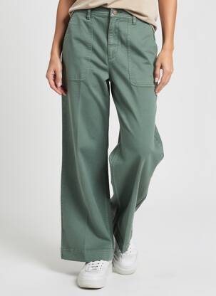 Pantalon larg închidere cu fermoar sub clapetă cu nasturi mărime normală verde LABDIP femeie