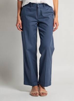 Pantalon chino țesătură poplin mărime normală albastru LABDIP femeie