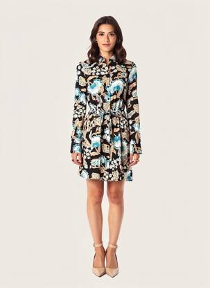 Rochie scurtă imprimeu floral mâneci lungi negru VERO MODA femeie