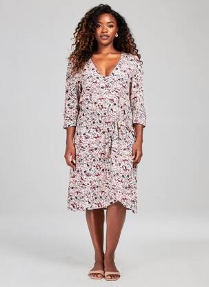 Rochie midi mâneci 3/4 mâneci 3/4 alb ARTLOVE femeie