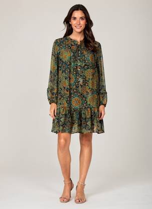 Rochie scurtă mâneci lungi mâneci lungi verde ARTLOVE femeie