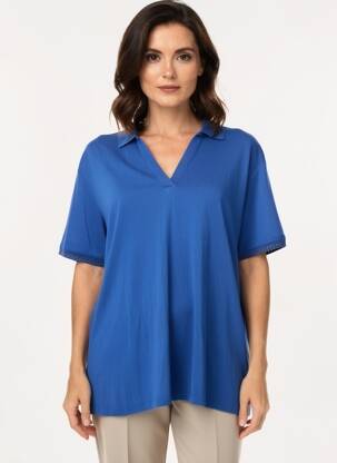 Tricou croială dreaptă mâneci scurte albastru DIPLODOCUS femeie