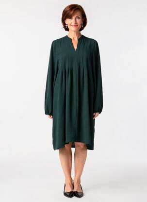 Rochie midi croială fluidă mâneci lungi verde JULIE GUERLANDE femeie