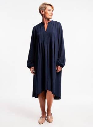 Rochie midi croială fluidă mâneci lungi albastru JULIE GUERLANDE femeie