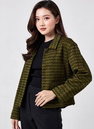 Jachete casual buzunare verde ICHI femeie