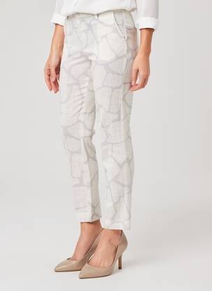 Pantalon 7/8 talie cu cleme mărime normală alb YAYA femeie