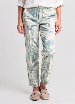 Pantalon chino țesătură poplin mărime normală albastru YAYA femeie