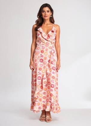 Rochie lungă țesătură poplin fără mâneci portocalie MOLLY BRACKEN femeie