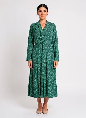 Rochie midi imprimeu fantezie mâneci lungi verde BLUTSGESCHWISTER femeie