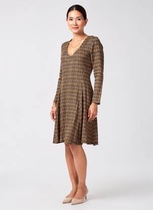 Rochie midi imprimeu fantezie mâneci lungi negru SURKANA femeie