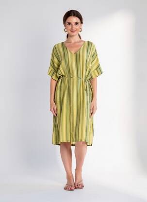 Rochie midi mâneci scurte mâneci scurte verde SURKANA femeie