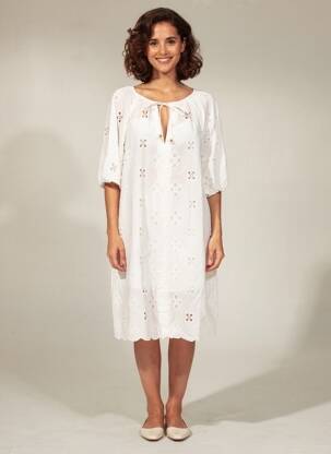 Rochie midi mâneci scurte mâneci scurte alb RINO & PELLE femeie