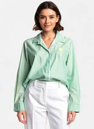 Cămașă țesătură poplin mâneci lungi verde ANOUK ET NINON femeie