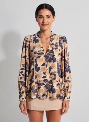 Cămașă imprimeu floral mâneci lungi bej WHITE STUFF femeie