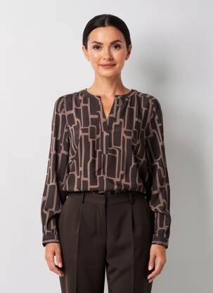 Bluză țesătură poplin mâneci lungi maro STREET ONE femeie