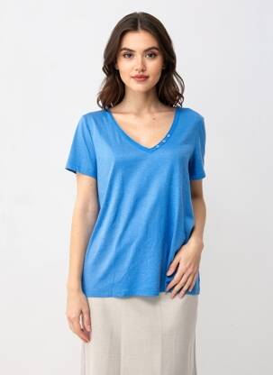 Tricou croială dreaptă mâneci scurte albastru FREEMAN T.PORTER femeie