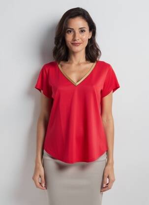 Tricou croială dreaptă mâneci scurte roșu MOLLY BRACKEN femeie