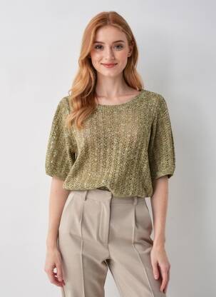 Pulover plasă decupată mâneci scurte verde FREEMAN T.PORTER femeie
