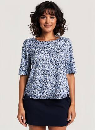Tricou elasticitate mâneci scurte albastru WHITE STUFF femeie