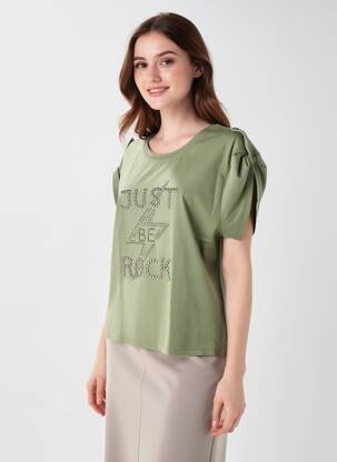 Tricou elasticitate mâneci scurte verde FREEMAN T.PORTER femeie