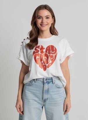 Tricou croială dreaptă mâneci scurte bej FREEMAN T.PORTER femeie