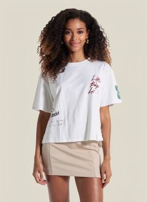 Tricou croială dreaptă mâneci scurte alb FREEMAN T.PORTER femeie