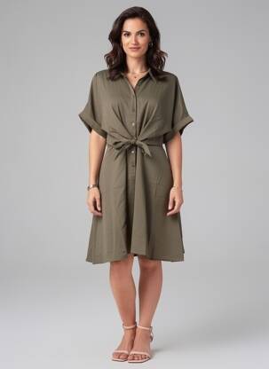 Rochie midi mâneci scurte mâneci scurte verde MOLLY BRACKEN femeie