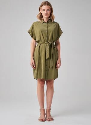 Rochie midi mâneci scurte mâneci scurte verde FREEMAN T.PORTER femeie