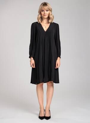 Rochie midi croială fluidă mâneci lungi negru FREEMAN T.PORTER femeie