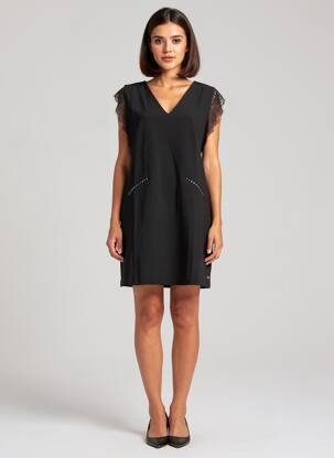 Rochie scurtă închidere cu fermoar la spate mâneci scurte negru FREEMAN T.PORTER femeie