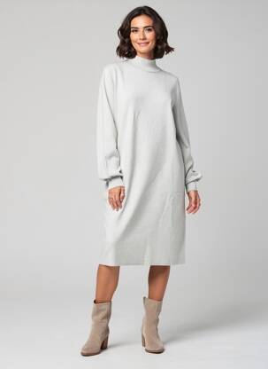 Rochie pulover croială dreaptă mâneci lungi gri STREET ONE femeie